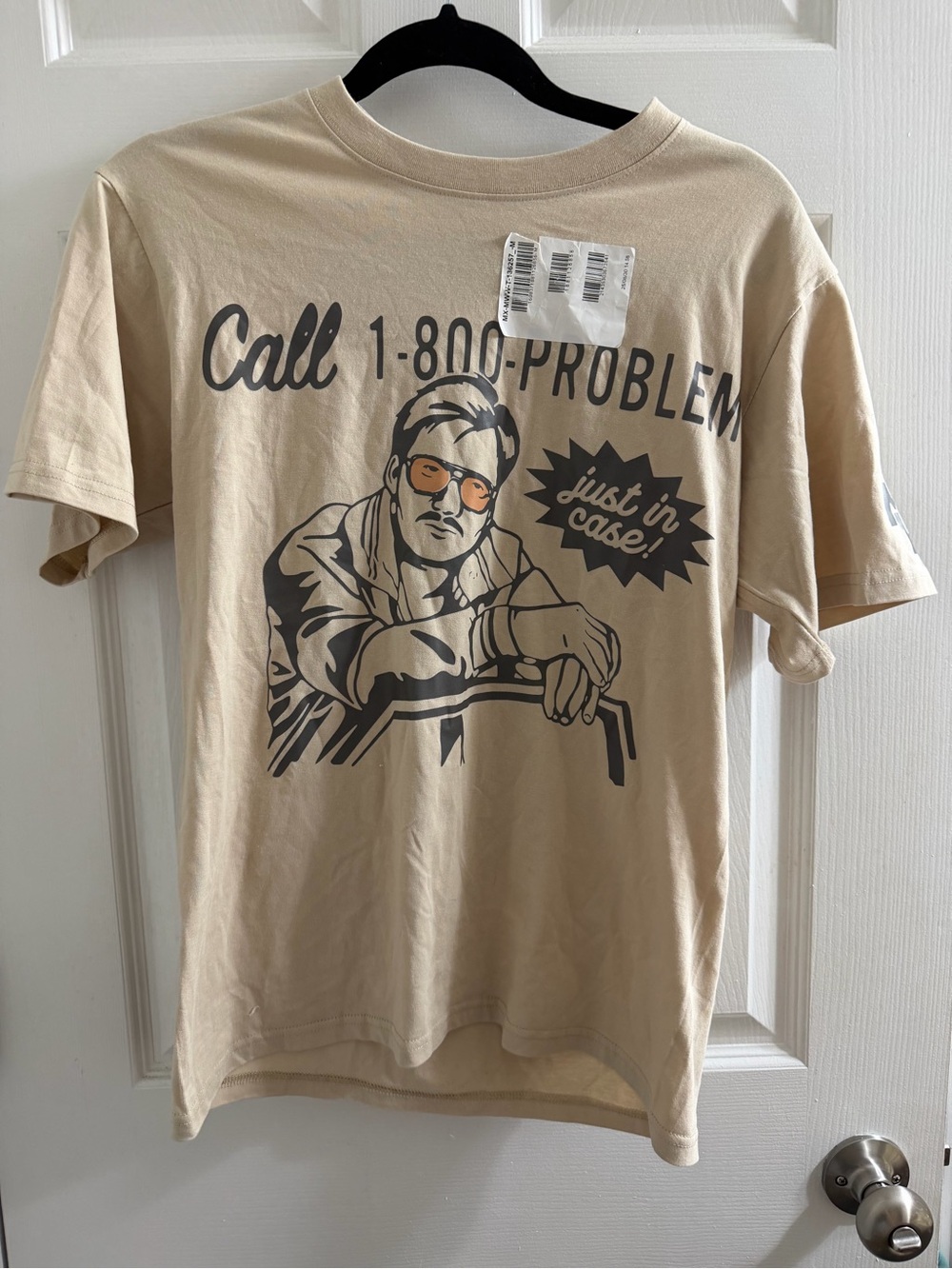 Morgan Wallen Official Call 1-800-PROBLEM Graphic Tee - Beige T Shirt Medium M